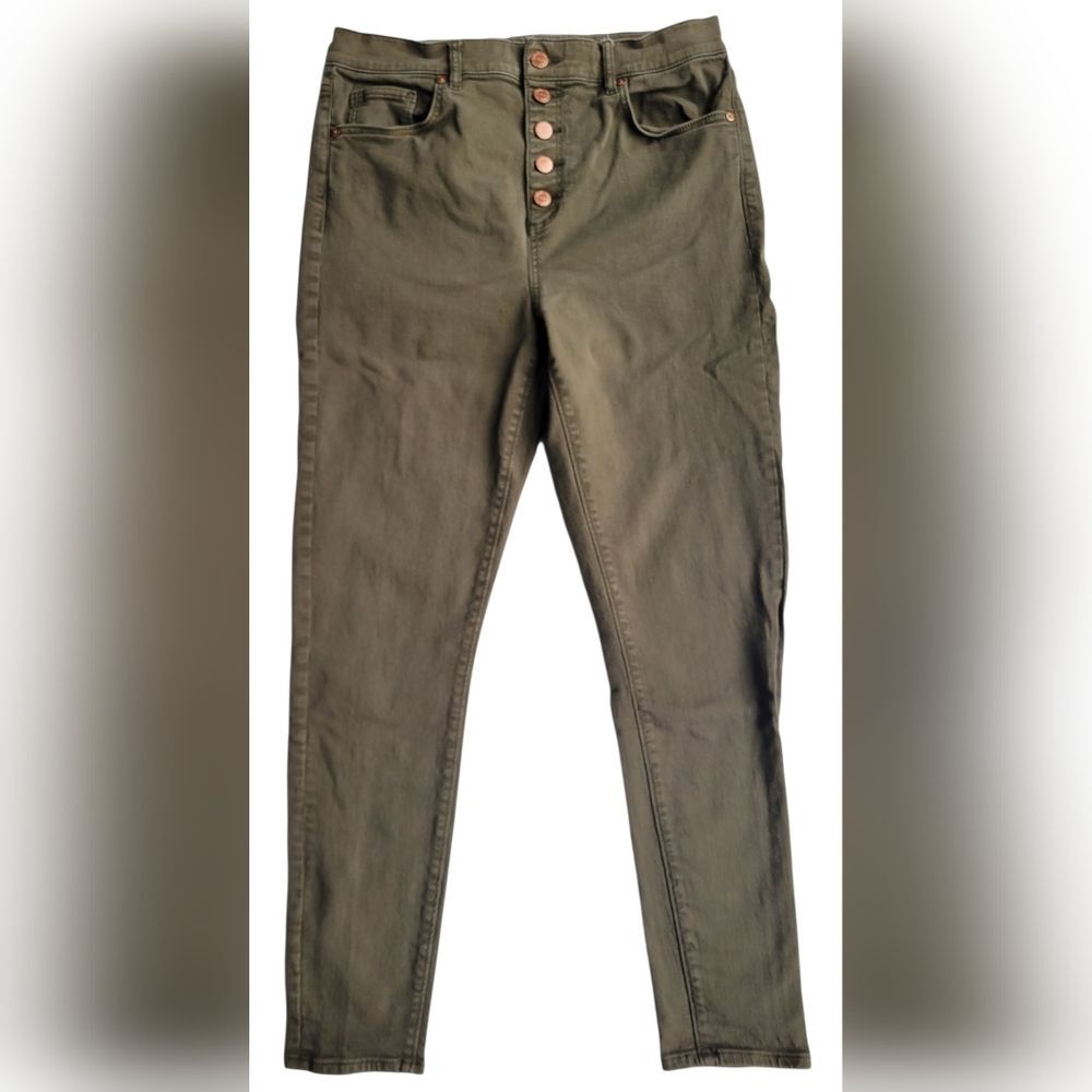 LOFT Button Fly Skinny Jeans Olive Green Women’s Size 10 / 30